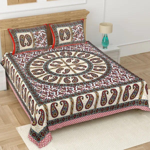 White_-Grey_Soft_Cotton_Double_Bedsheet_With_Set_Of_2_Pillow_Covers