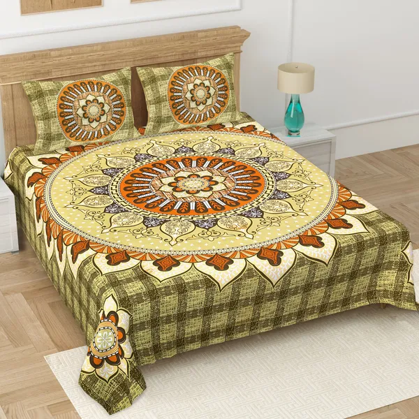 Cream_Soft_Cotton_Double_Bedsheet_With_Set_Of_2_Pillow_Covers
