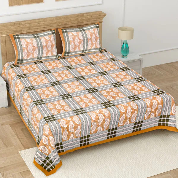Orenge-White_Soft_Cotton_Double_Bedsheet_With_Set_Of_2_Pillow_Covers