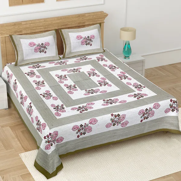 Cream_Soft_Cotton_Double_Bedsheet_With_Set_Of_2_Pillow_Covers