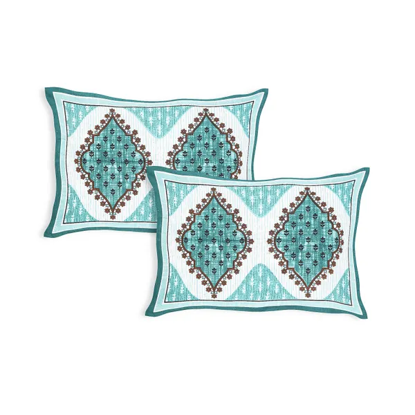 White-Green_Soft_Cotton_Double_Bedsheet_With_Set_Of_2_Pillow_Covers
