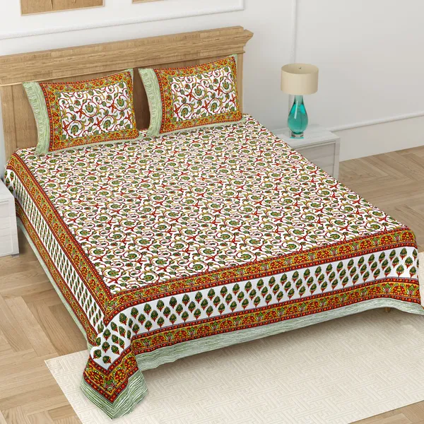 Yellow_Soft_Cotton_Double_Bedsheet_With_Set_Of_2_Pillow_Covers