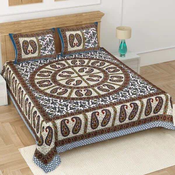 Brown_Soft_Cotton_Double_Bedsheet_With_Set_Of_2_Pillow_Covers
