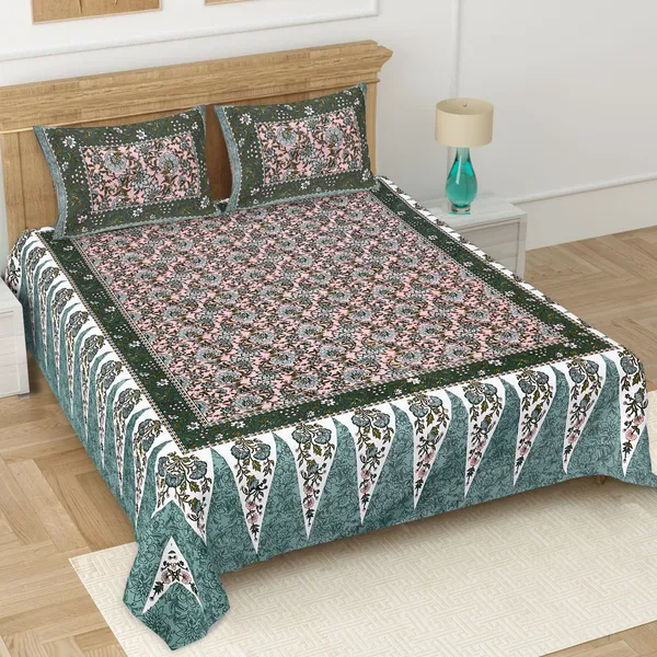 Pink-Blue_Soft_Cotton_Double_Bedsheet_With_Set_Of_2_Pillow_Covers