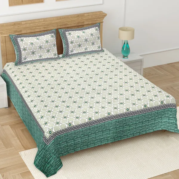 Green_Soft_Cotton_Double_Bedsheet_With_Set_Of_2_Pillow_Covers