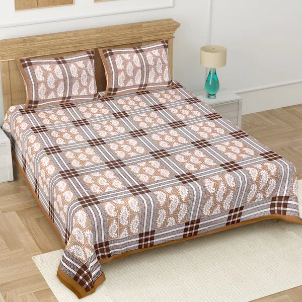 Brown_Soft_Cotton_Double_Bedsheet_With_Set_Of_2_Pillow_Covers