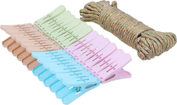 24_Pcs_Plastic_Clip_with_Rope_|_4_Colors_Clothes_Drying_Line_Pegs_for_Kitchen_Outdoor_Trip,_Air-Drying_Clothing_Pin_Set