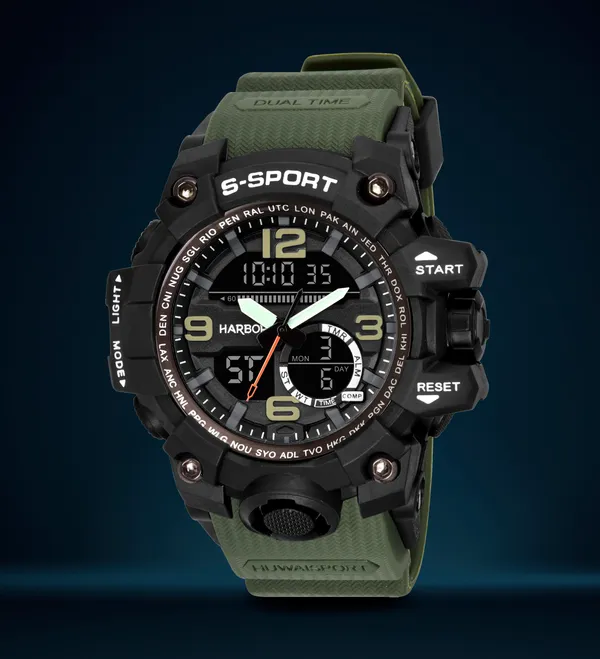 Green_Pu_Strap_Digital_Sports_Wrist_Watch_For_Men_|_Multi_Function_|_Analog