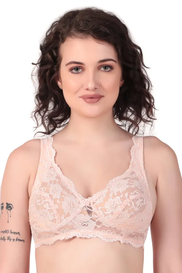 Peach_Premium_Non_Padded_Solid_Net_Bra_For_Women