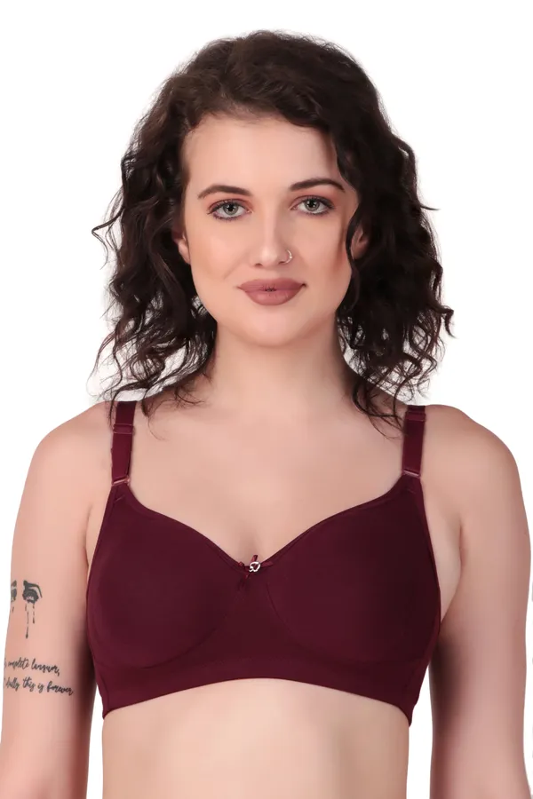 Maroon_Premium_Non_Padded_Solid_Cotton_Blend_Bra_For_Women