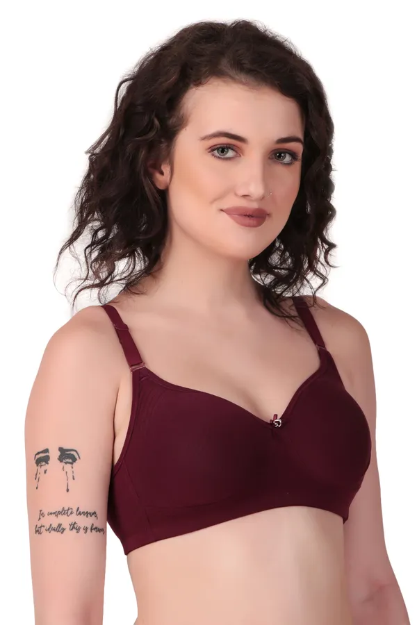Maroon_Premium_Non_Padded_Solid_Cotton_Blend_Bra_For_Women
