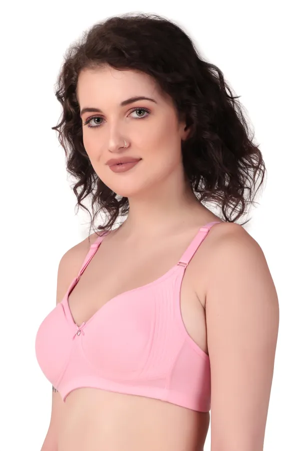 Pink_Premium_Non_Padded_Solid_Cotton_Blend_Bra_For_Women