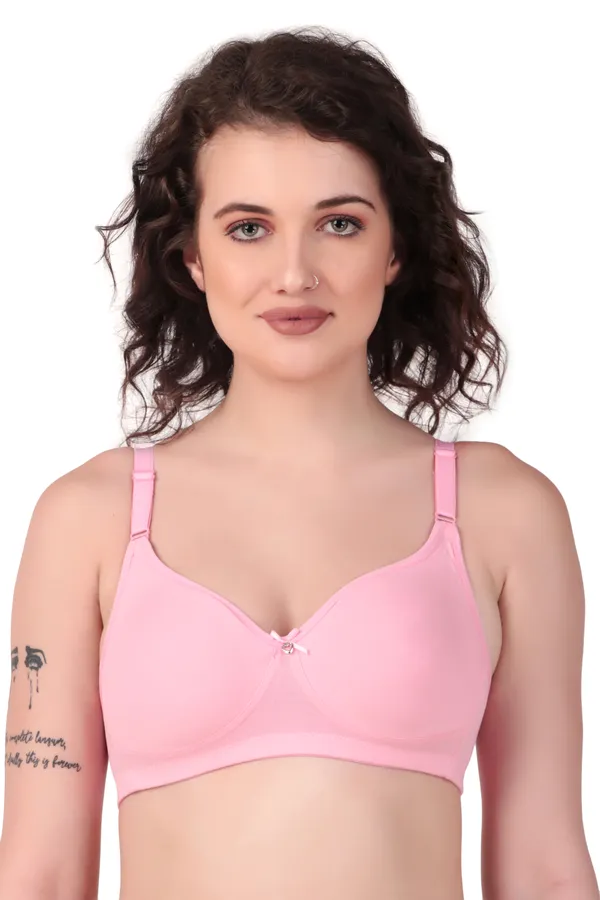Pink_Premium_Non_Padded_Solid_Cotton_Blend_Bra_For_Women