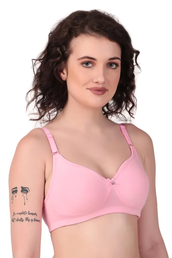 Pink_Premium_Non_Padded_Solid_Cotton_Blend_Bra_For_Women