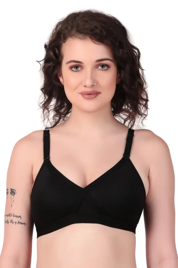 Black_Premium_Non_Padded_Solid_Cotton_Blend_Bra_For_Women