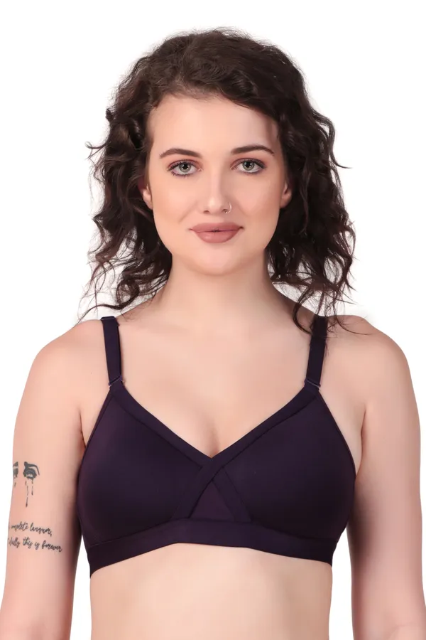 Purple_Premium_Non_Padded_Solid_Cotton_Blend_Bra_For_Women