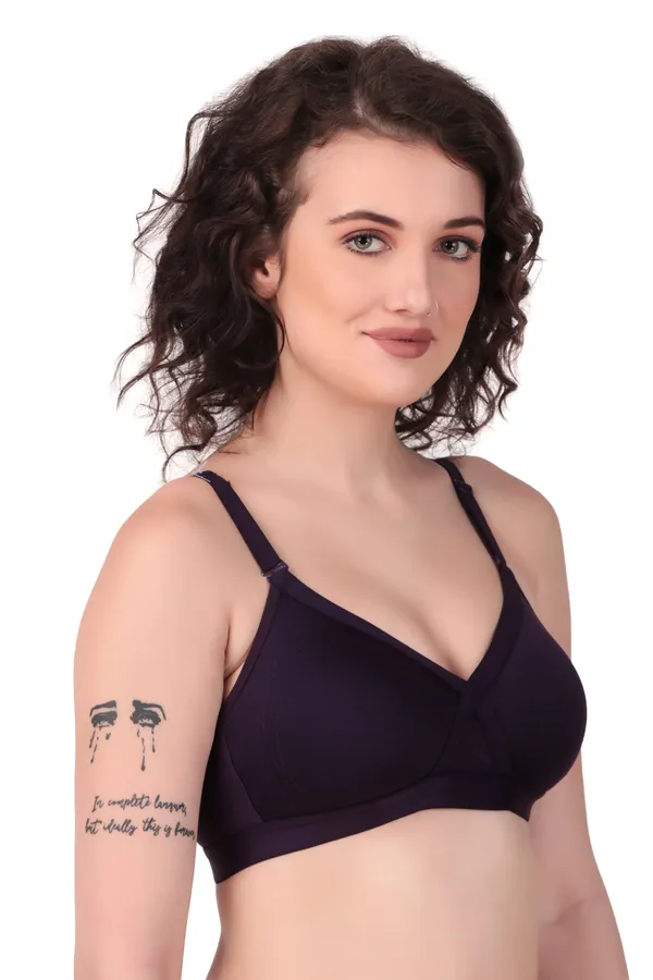 Purple_Premium_Non_Padded_Solid_Cotton_Blend_Bra_For_Women