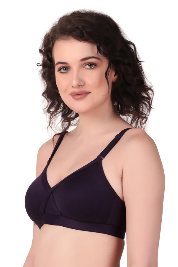 Purple_Premium_Non_Padded_Solid_Cotton_Blend_Bra_For_Women