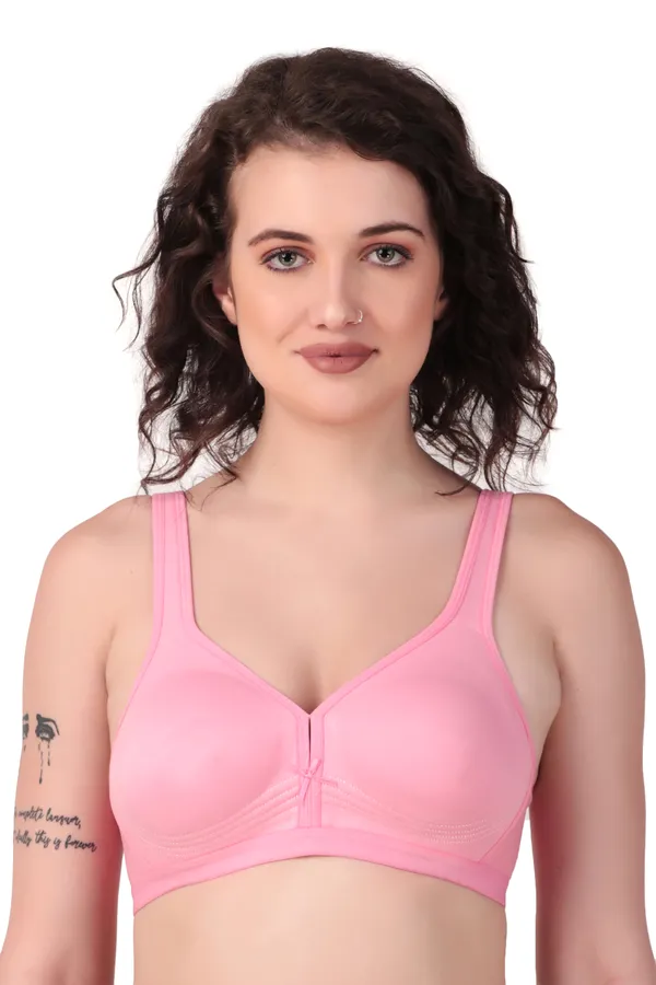 Light_Pink_Premium_Non_Padded_Solid_Cotton_Blend_Bra_For_Women