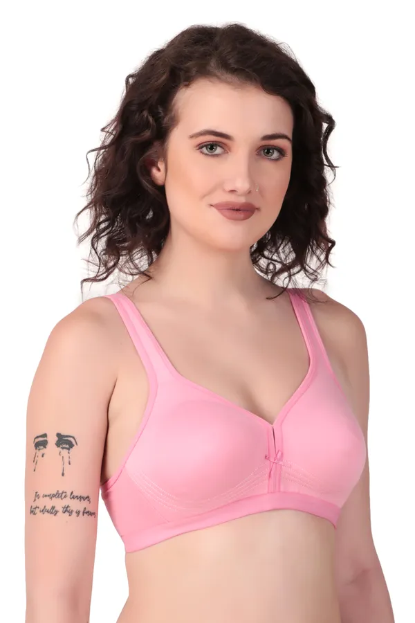 Light_Pink_Premium_Non_Padded_Solid_Cotton_Blend_Bra_For_Women
