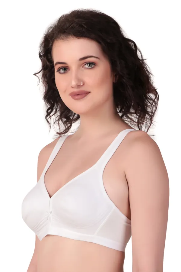 White_Premium_Non_Padded_Solid_Cotton_Blend_Bra_For_Women