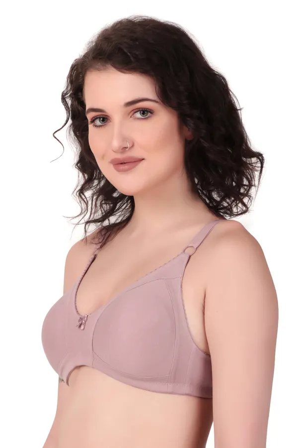 Peach_Premium_Non_Padded_Solid_Cotton_Blend_Bra_For_Women