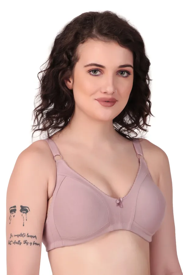 Peach_Premium_Non_Padded_Solid_Cotton_Blend_Bra_For_Women