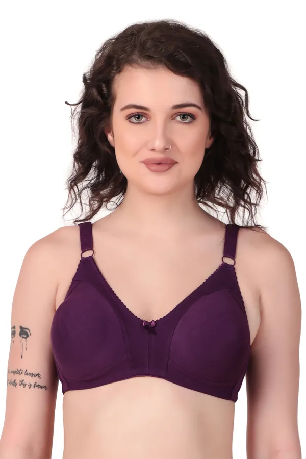 Purple_Premium_Non_Padded_Solid_Cotton_Blend_Bra_For_Women