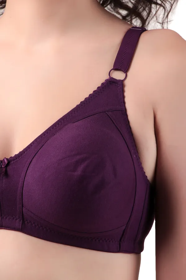 Purple_Premium_Non_Padded_Solid_Cotton_Blend_Bra_For_Women