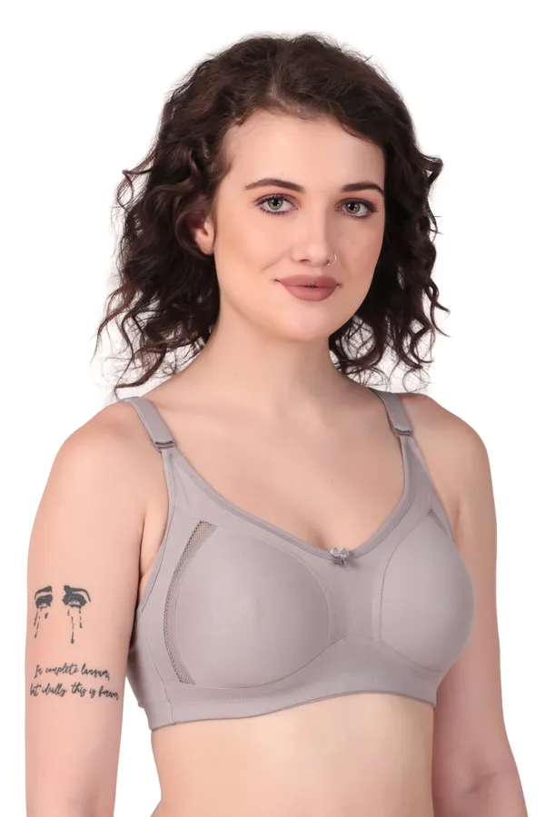 Grey_Premium_Non_Padded_Solid_Cotton_Blend_Bra_For_Women