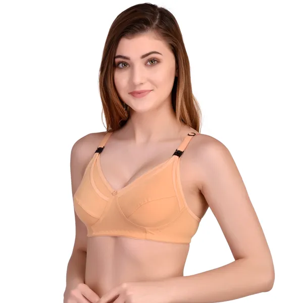 Beige_Premium_Non_Padded_Solid_Cotton_Blend_Maternity_Bra_For_Women