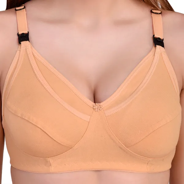 Beige_Premium_Non_Padded_Solid_Cotton_Blend_Maternity_Bra_For_Women