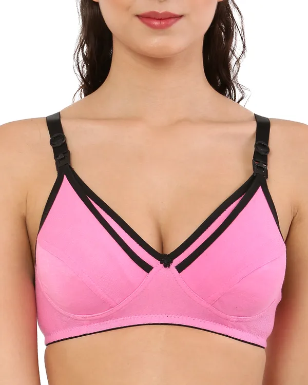 Pink_Premium_Non_Padded_Solid_Cotton_Blend_Maternity_Bra_For_Women