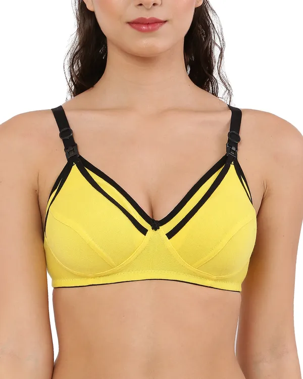 Yellow_Premium_Non_Padded_Solid_Cotton_Blend_Maternity_Bra_For_Women