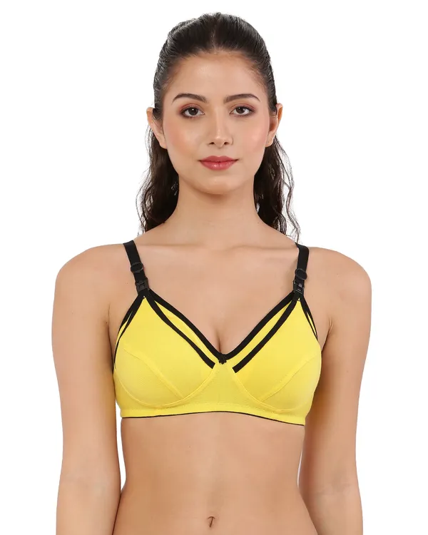 Yellow_Premium_Non_Padded_Solid_Cotton_Blend_Maternity_Bra_For_Women