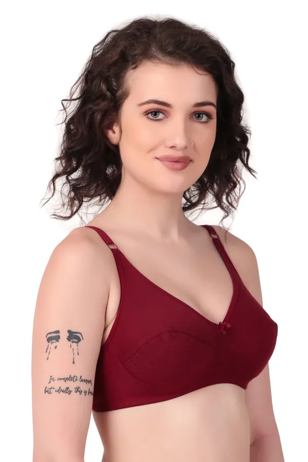 Maroon_Premium_Non_Padded_Solid_Cotton_Blend_Bra_For_Women