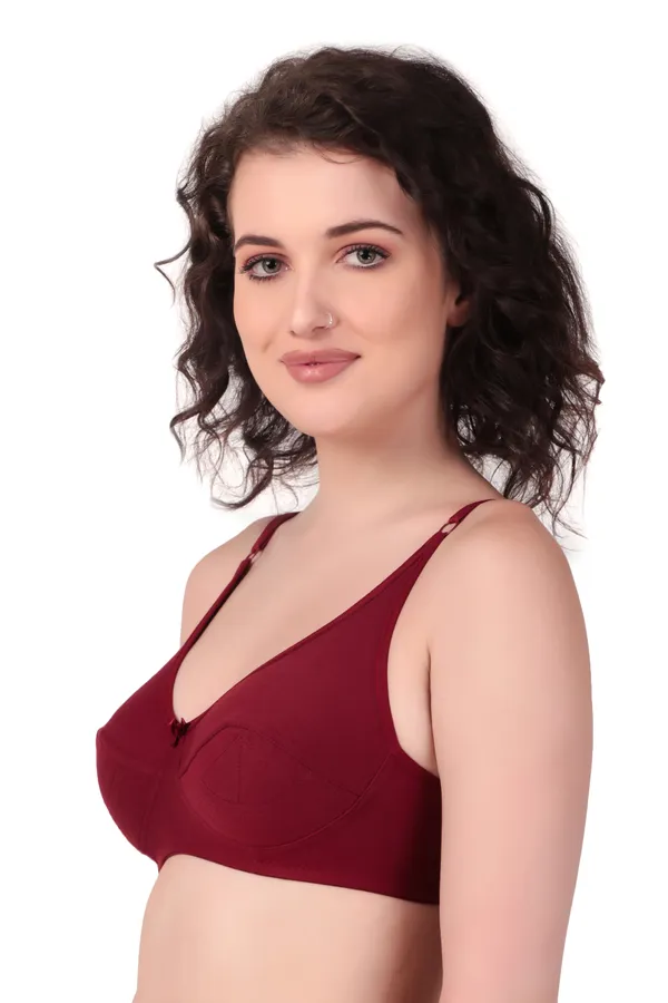 Maroon_Premium_Non_Padded_Solid_Cotton_Blend_Bra_For_Women