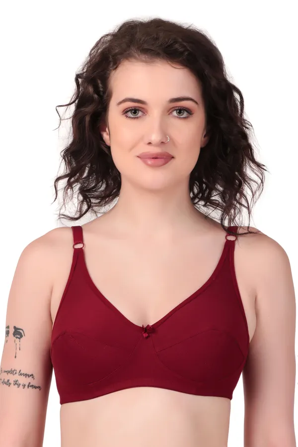Maroon_Premium_Non_Padded_Solid_Cotton_Blend_Bra_For_Women