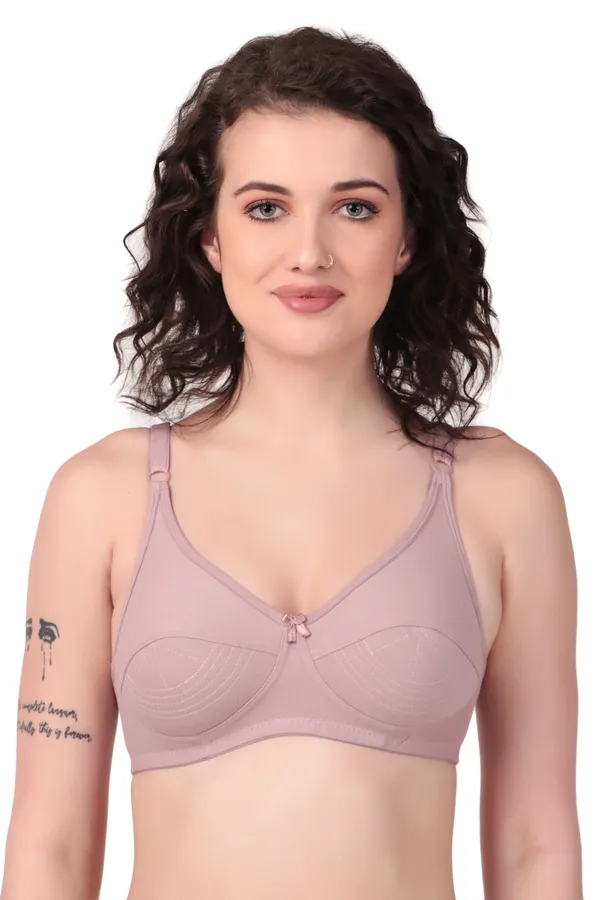 Peach_Premium_Non_Padded_Solid_Cotton_Blend_Bra_For_Women