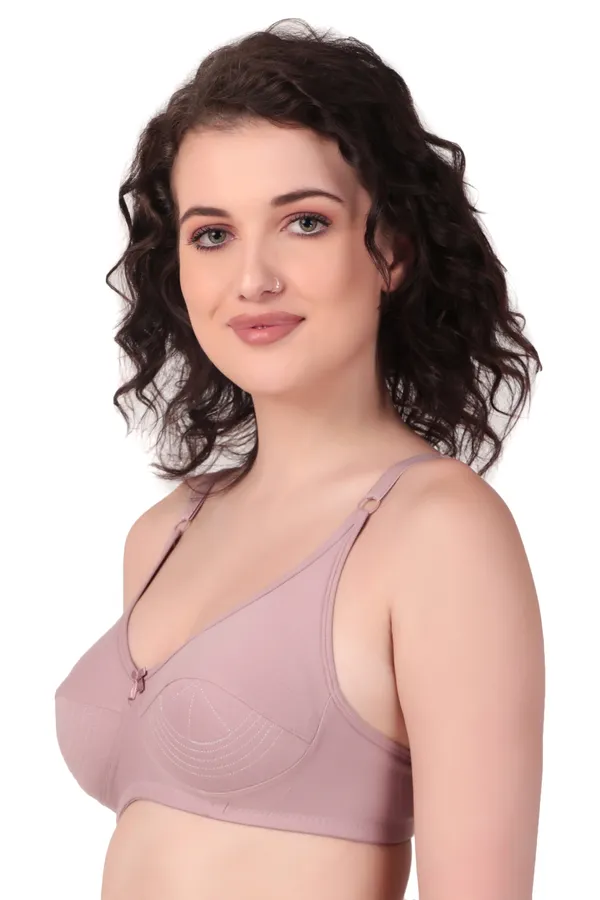 Peach_Premium_Non_Padded_Solid_Cotton_Blend_Bra_For_Women