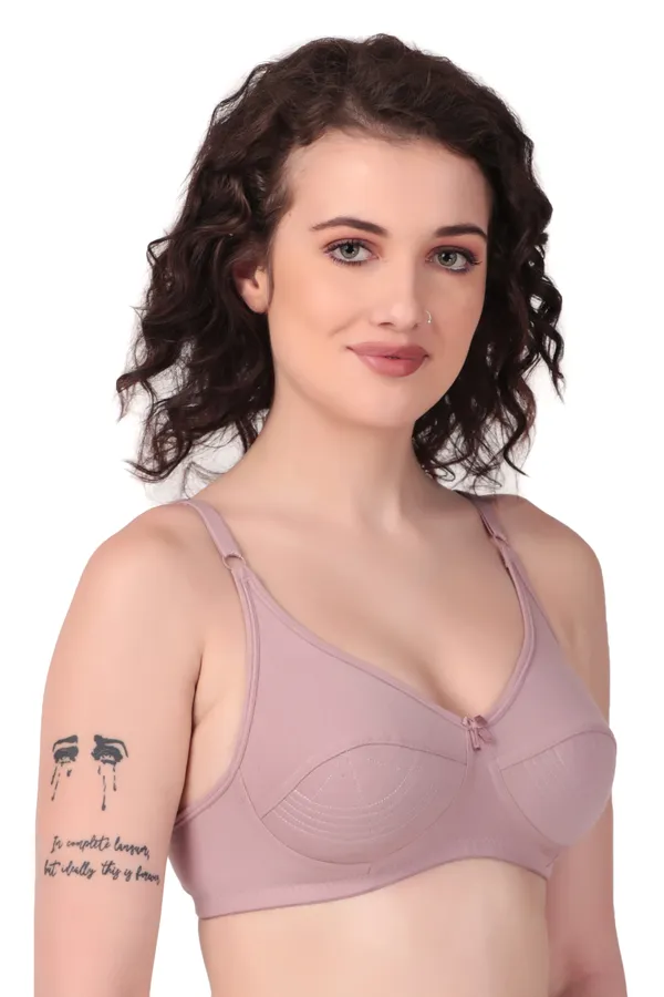 Peach_Premium_Non_Padded_Solid_Cotton_Blend_Bra_For_Women