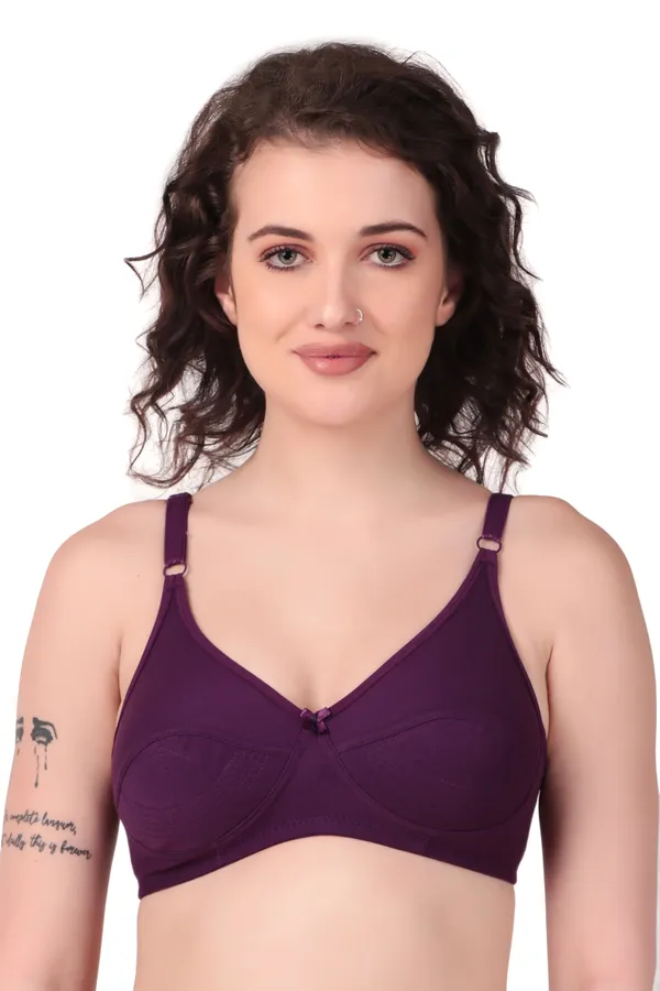 Purple_Premium_Non_Padded_Solid_Cotton_Blend_Bra_For_Women