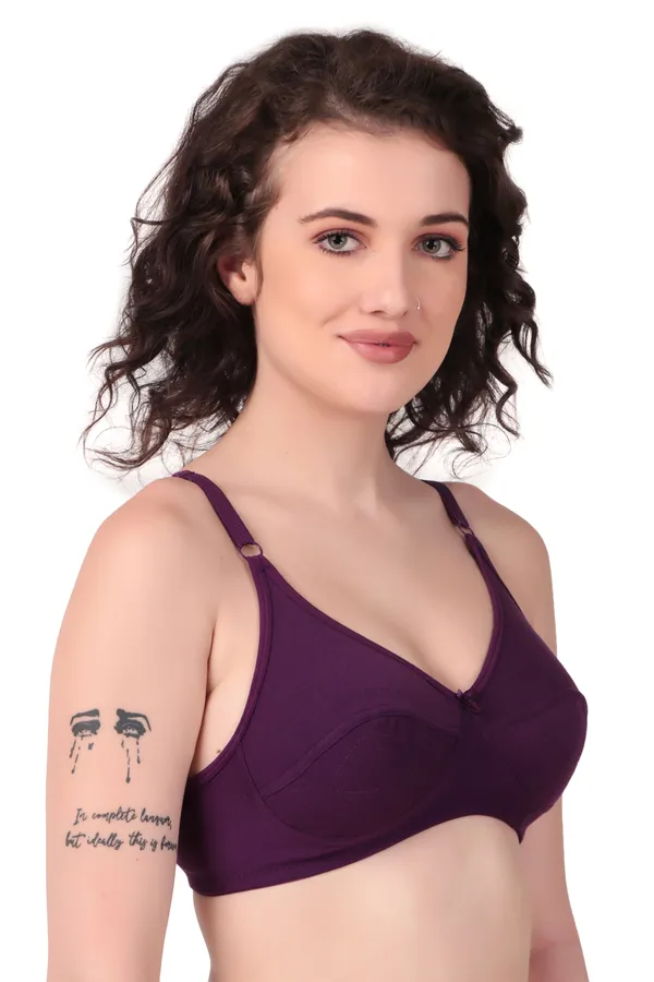 Purple_Premium_Non_Padded_Solid_Cotton_Blend_Bra_For_Women