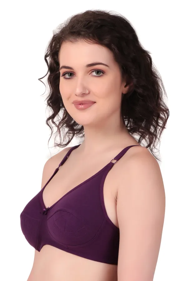 Purple_Premium_Non_Padded_Solid_Cotton_Blend_Bra_For_Women