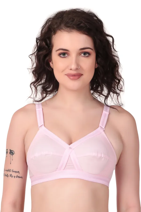 Light_Pink_Premium_Non_Padded_Solid_Cotton_Blend_Bra_For_Women