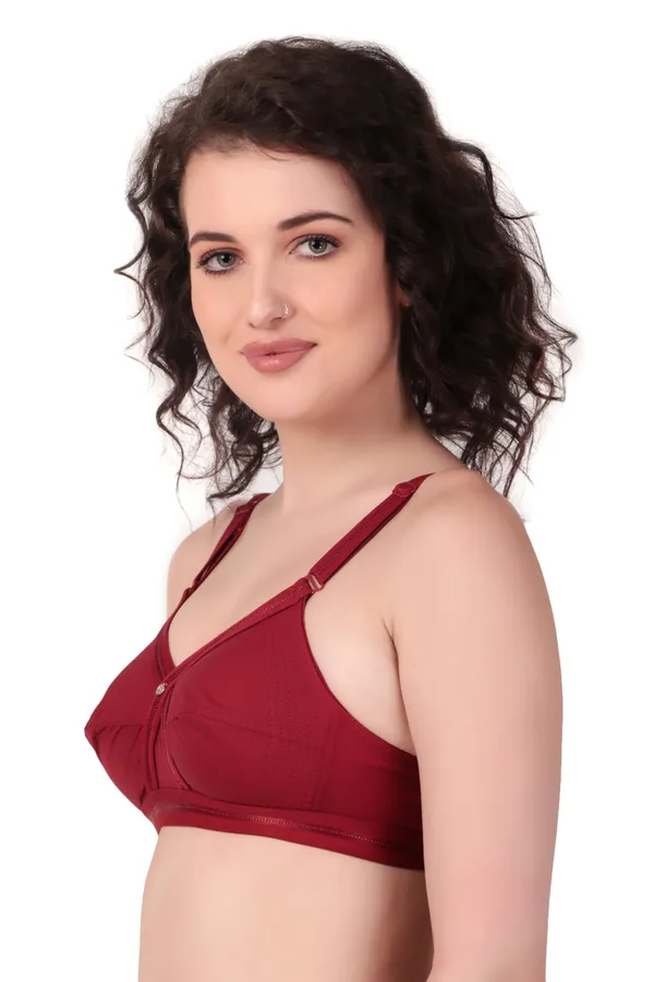 Maroon_Premium_Non_Padded_Solid_Cotton_Blend_Bra_For_Women