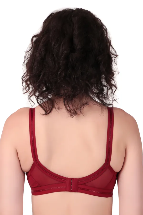Maroon_Premium_Non_Padded_Solid_Cotton_Blend_Bra_For_Women