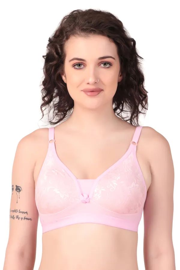 Light_Pink_Premium_Non_Padded_Solid_Cotton_Blend_Bra_For_Women