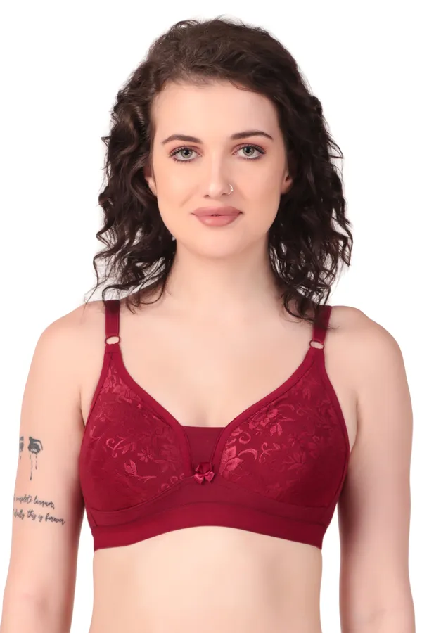 Maroon_Premium_Non_Padded_Solid_Cotton_Blend_Bra_For_Women