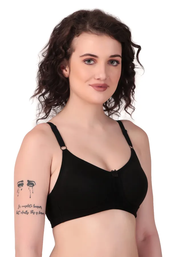 Black_Premium_Non_Padded_Solid_Cotton_Blend_Bra_For_Women